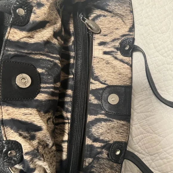 FURLA 100% Black Leather Tote Bag Pebbled Black - Picture 3 of 8